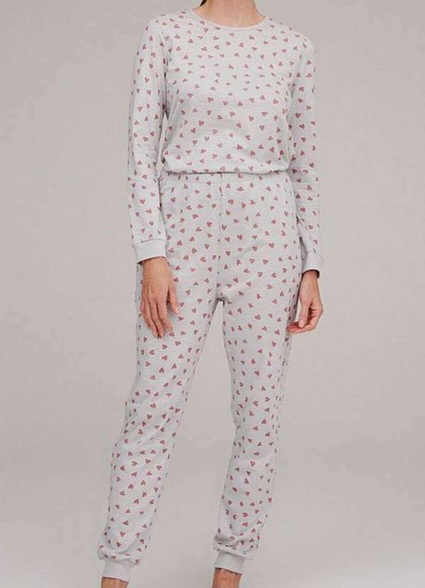 Hering - Pijama Feminino Longo Hering 7c0a 1jen-Cinza-Mescla