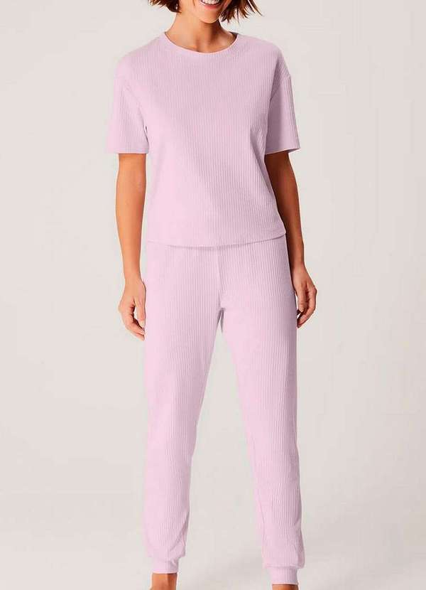 Hering - Pijama Feminino Longo Hering 7cj6 Ksu-Rosa-Claro
