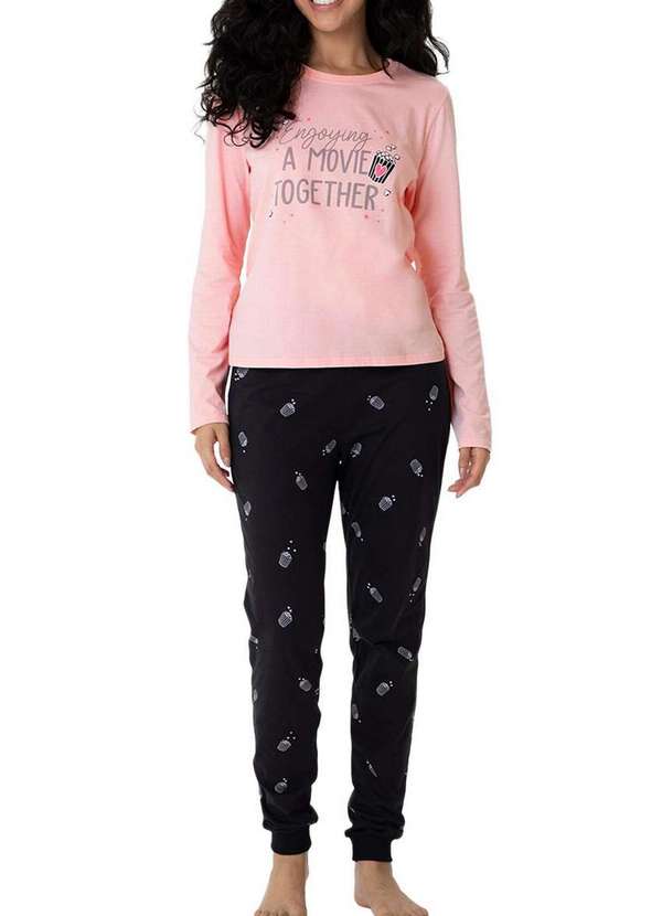 Malwee - Pijama Feminino Longo Malwee 1000126841 01345-Rosa-Preto