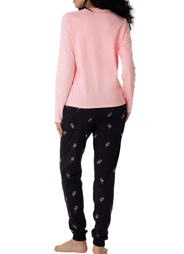 Malwee - Pijama Feminino Longo Malwee 1000126841 01345-Rosa-Preto 2