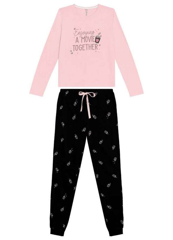 Malwee - Pijama Feminino Longo Malwee 1000126841 01345-Rosa-Preto 4