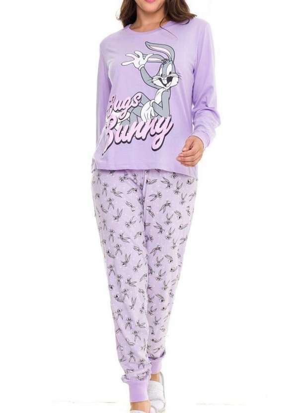 Warner Bros - Pijama Feminino Longo Pernalonga 26.47.0001 Lilás