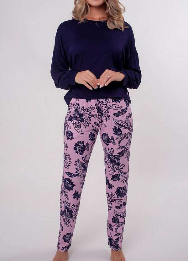 Podiun - Pijama Feminino Longo Podiun 225127 Floral-Delicadeza