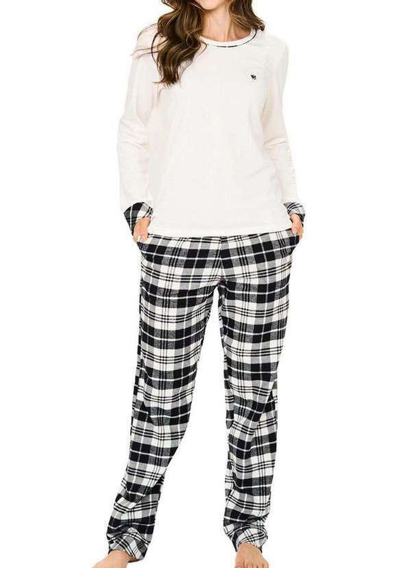 Podiun - Pijama Feminino Longo Podiun 245141 298-Xadrez-Grunge