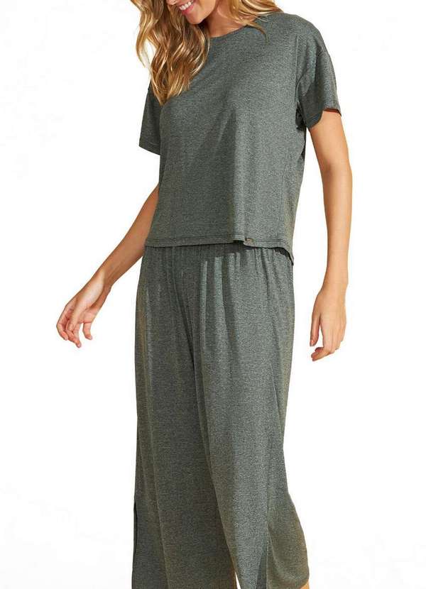 Recco - Pijama Feminino Longo Recco 17951 19301-Mescla-Verde-Veneza 2