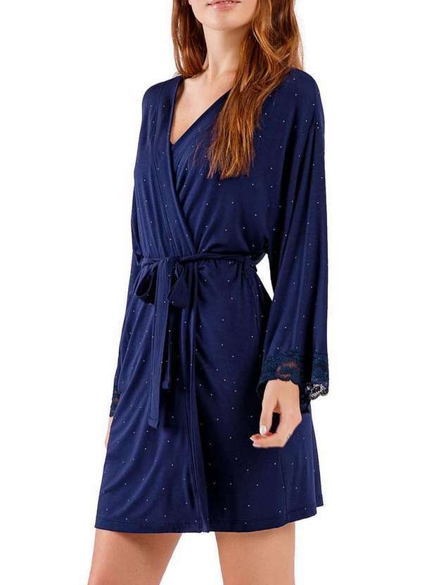 Cor com Amor - Robe Feminino Longo Cor com Amor 2010616 Azul-Marinho