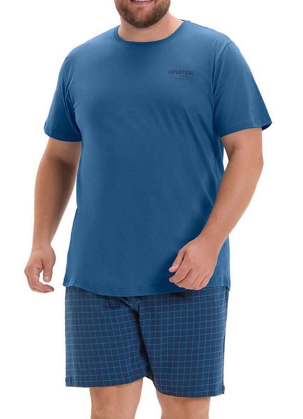Cor com Amor - Pijama Masculino Curto Cor com Amor 2040040 Plus Size Azul