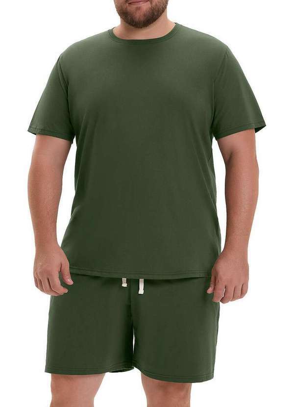 Cor com Amor - Pijama Masculino Curto Cor com Amor 2040041 Plus Size Verde 1