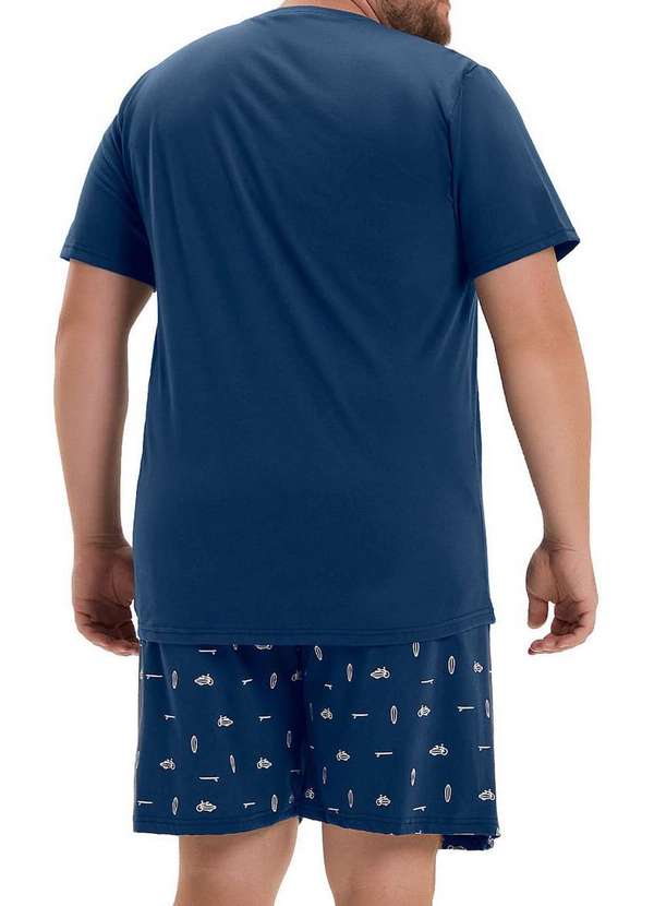 Cor com Amor - Pijama Masculino Curto Cor com Amor 2040042 Plus Size Marinho 2