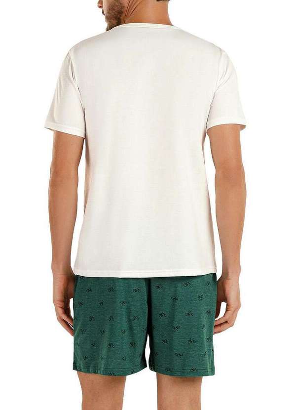 Cor com Amor - Pijama Masculino Curto Kputz 2030073 Off-White-Verde 2