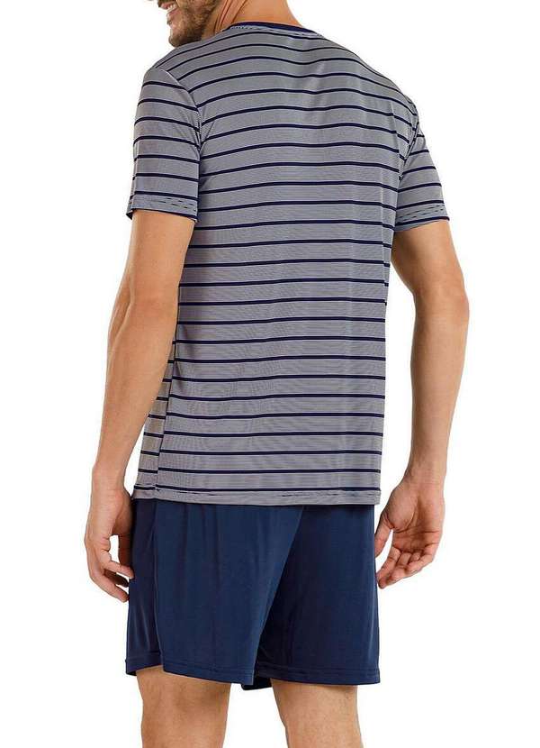 Cor com Amor - Pijama Masculino Curto Kputz 2030091 Mescla-Listras-Azul 2