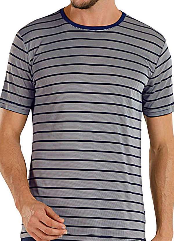 Cor com Amor - Pijama Masculino Curto Kputz 2030091 Mescla-Listras-Azul 3