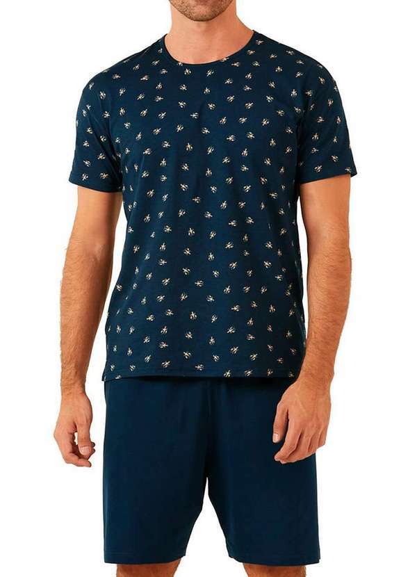 Malwee - Pijama Masculino Curto Malwee 1000083415 Bj52a-Marinho
