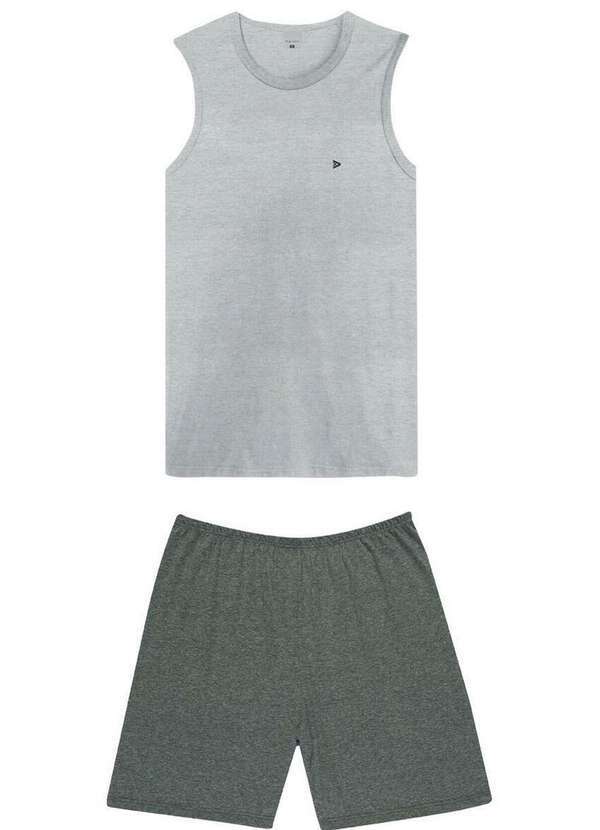 Malwee - Pijama Masculino Curto Malwee 1000090121 40000-Cinza-Claro