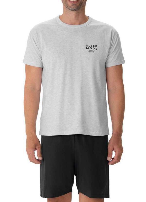 Malwee - Pijama Masculino Curto Malwee 1000126762 40000-Cinza-Preto