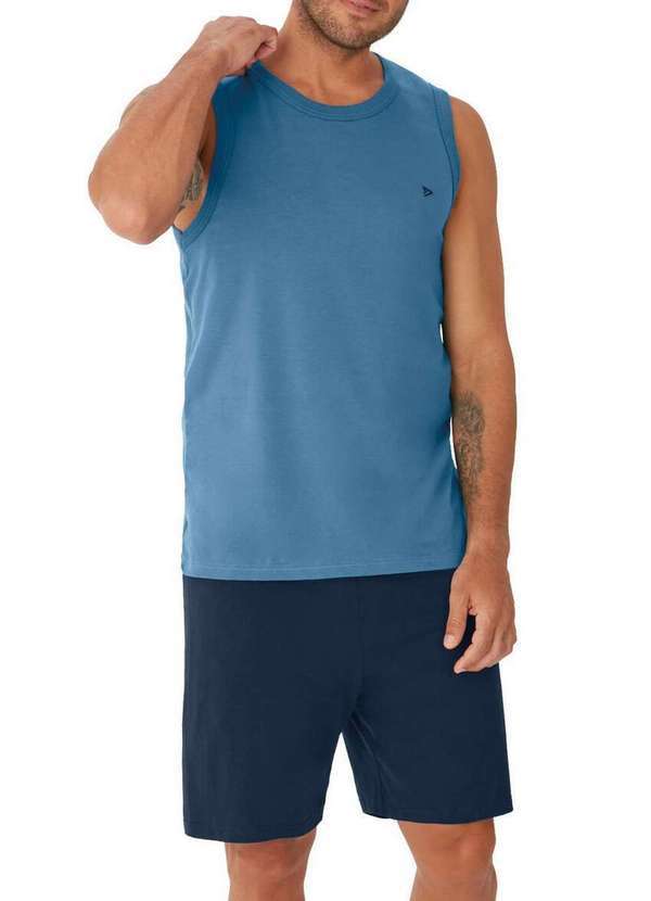 Malwee - Pijama Masculino Curto Malwee 1000130139 00845-Azul-Marinho