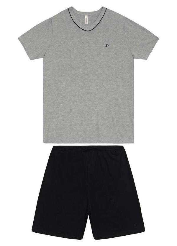 Malwee - Pijama Masculino Curto Malwee 1000130738 50000-Cinza-Preto