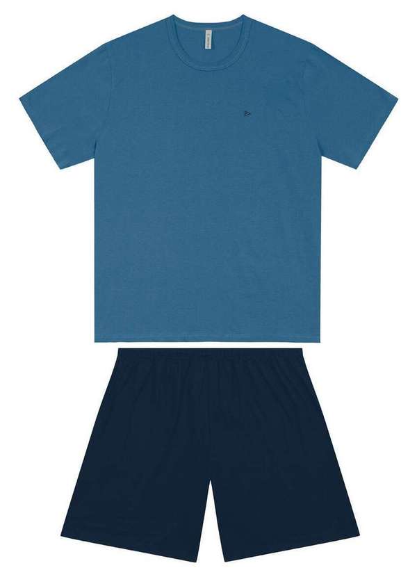 Malwee - Pijama Masculino Curto Malwee 1000130765 Plus Size 00845-Azul-Marinho 2