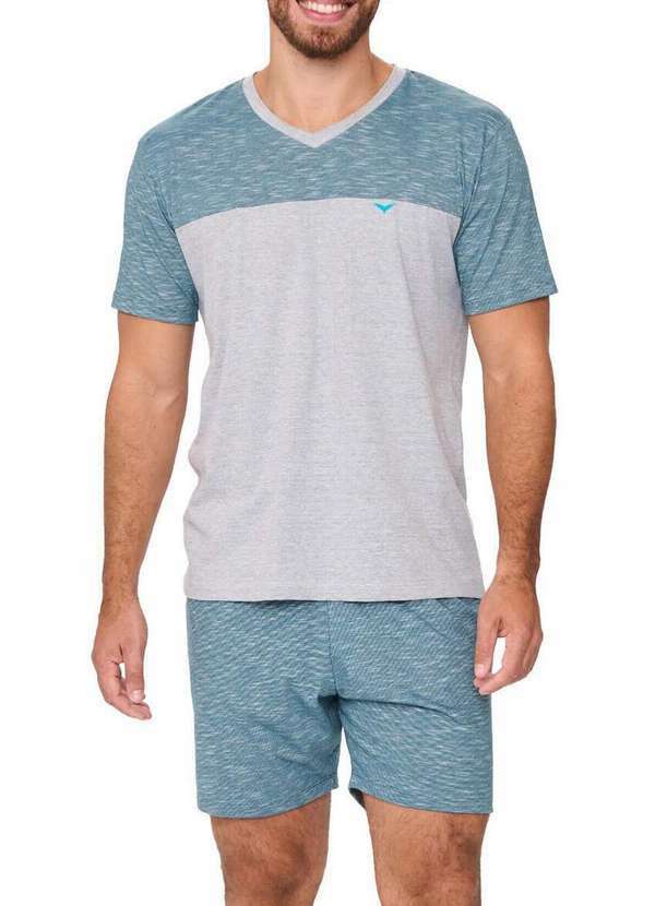 Podiun - Pijama Masculino Curto Podiun 258024 379-Vd.-Beira-Mar