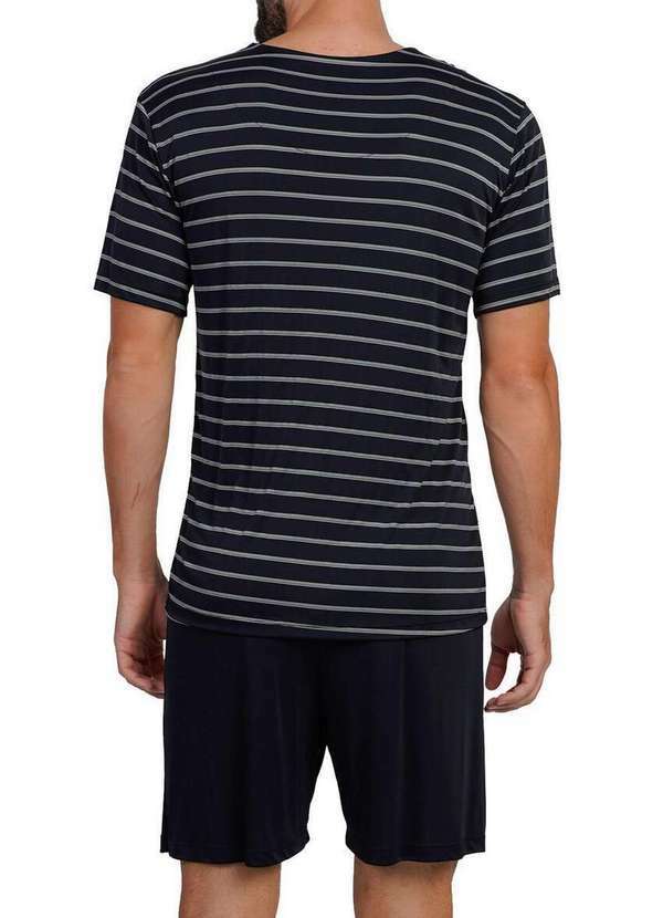 Podiun - Pijama Masculino Curto Podiun 268011 452-Listrado-Preto 2