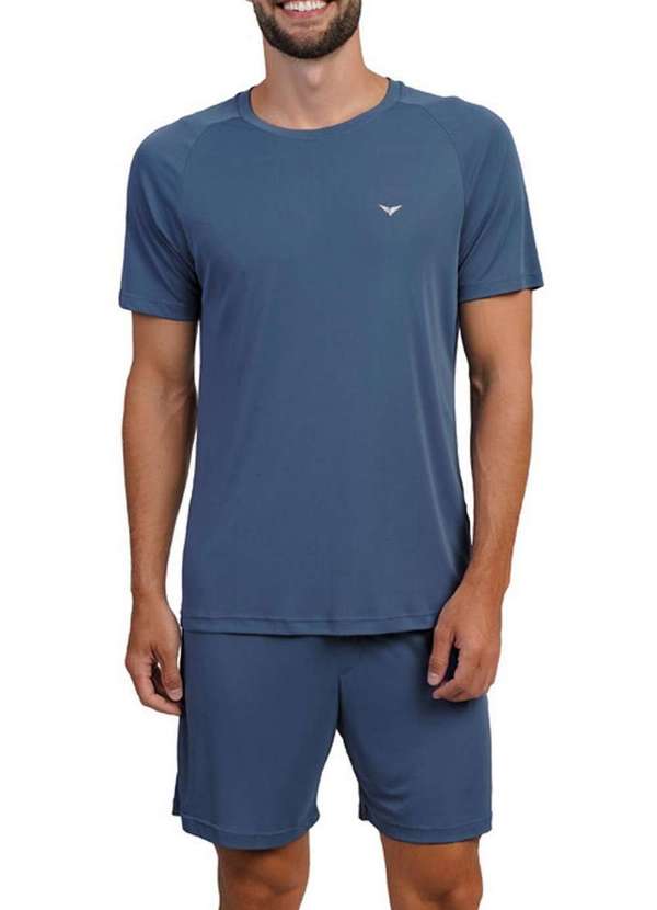 Podiun - Pijama Masculino Curto Podiun 268015 Plus Size 448-Azul-Egeo