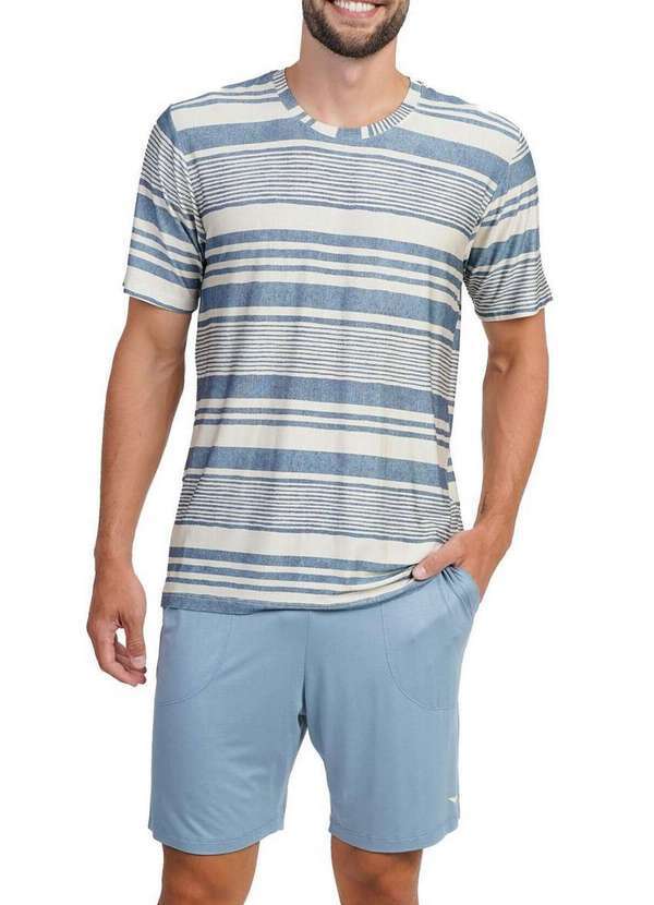 Podiun - Pijama Masculino Curto Podiun 268043 472-Listrado-Cascata