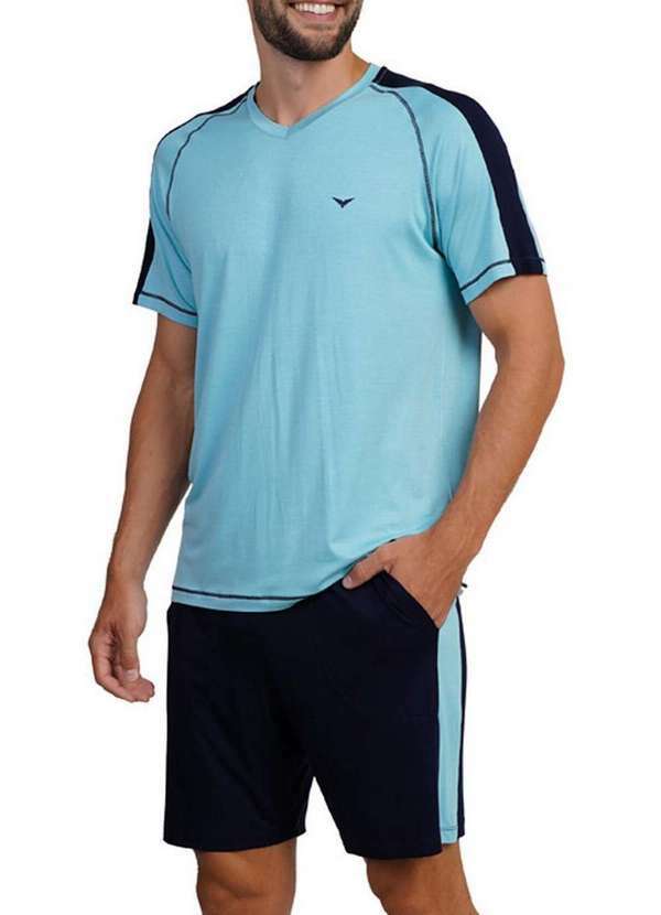 Podiun - Pijama Masculino Curto Podiun 268054 464-Brisa-Azul
