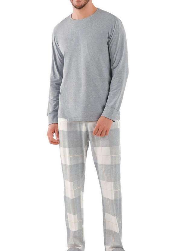Cor com Amor - Pijama Masculino Longo Cor com Amor 2030100 Cinza-Mescla-Xadrez