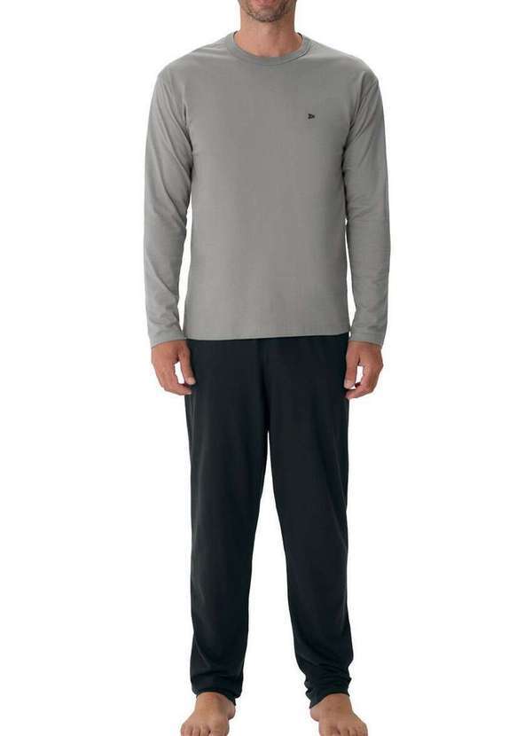Malwee - Pijama Masculino Longo Malwee 1000126774 70204-Cinza-Preto