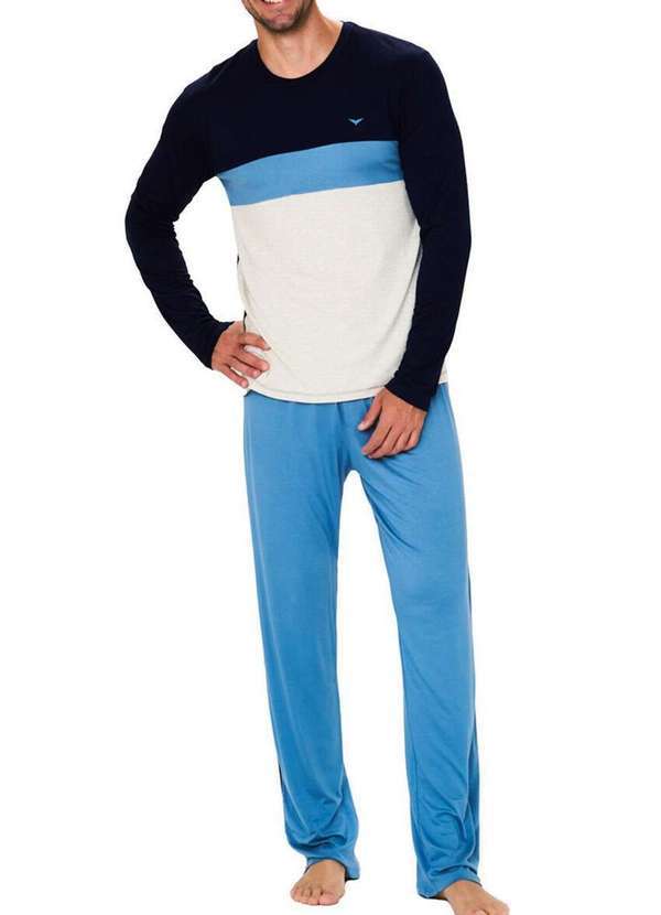Podiun - Pijama Masculino Longo Podiun 248121 319-Azul-Compasso