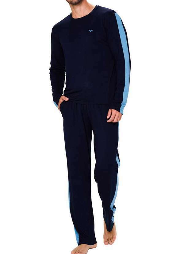 Podiun - Pijama Masculino Longo Podiun 248122 003-Marinho