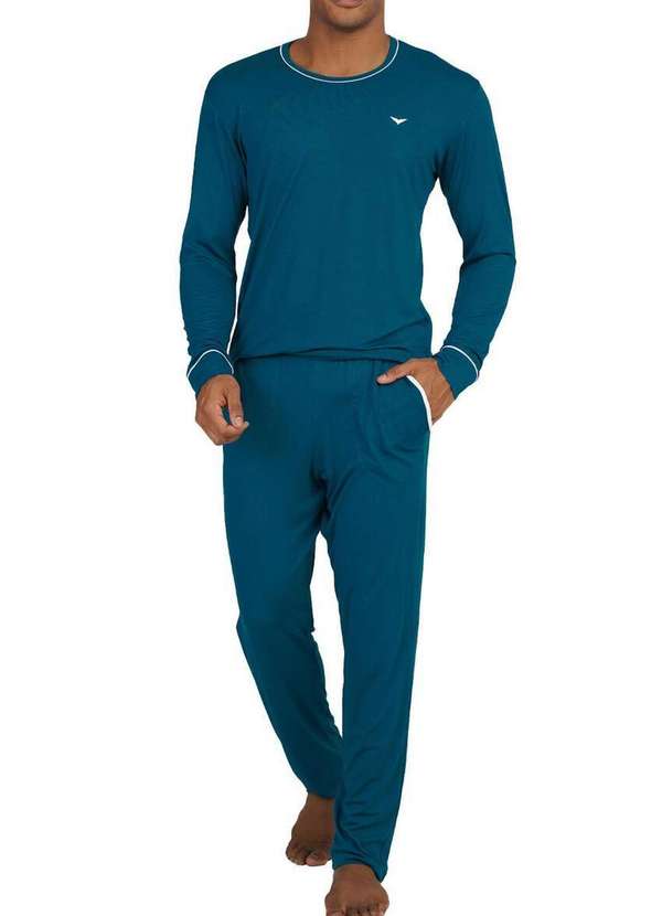Podiun - Pijama Masculino Longo Podiun 258118 431-Azul-Boreal