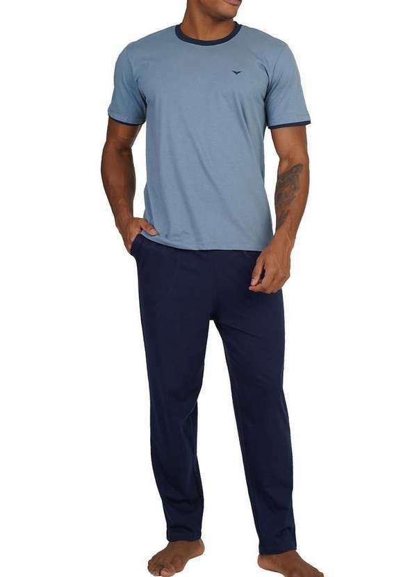 Podiun - Pijama Masculino Longo Podiun 258147 401-Azul-Basalt