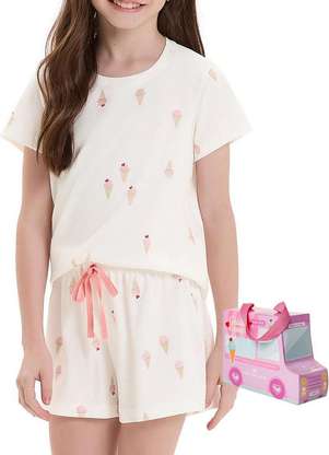 Pijama Infantil Menina Curto Cor com Amor 2050119 - COR COM AMOR