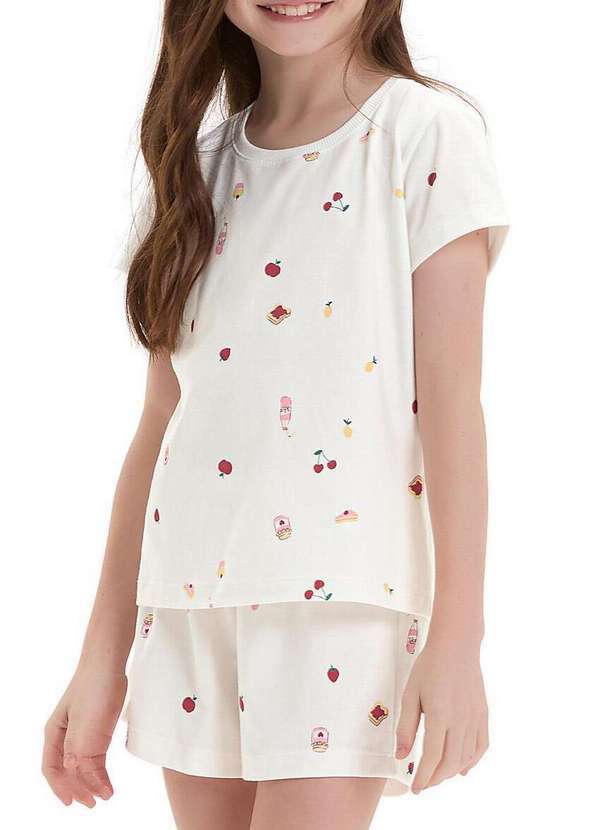 Cor com Amor - Pijama Infantil Menina Curto Cor com Amor 2050132 Off-Whte