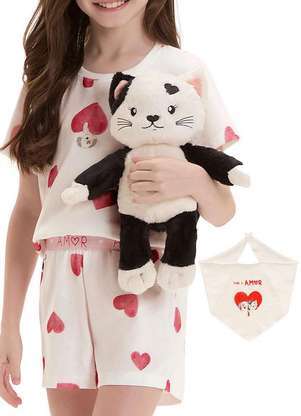 Pijama Infantil Menina Curto Cor com Amor 2050140 - COR COM AMOR