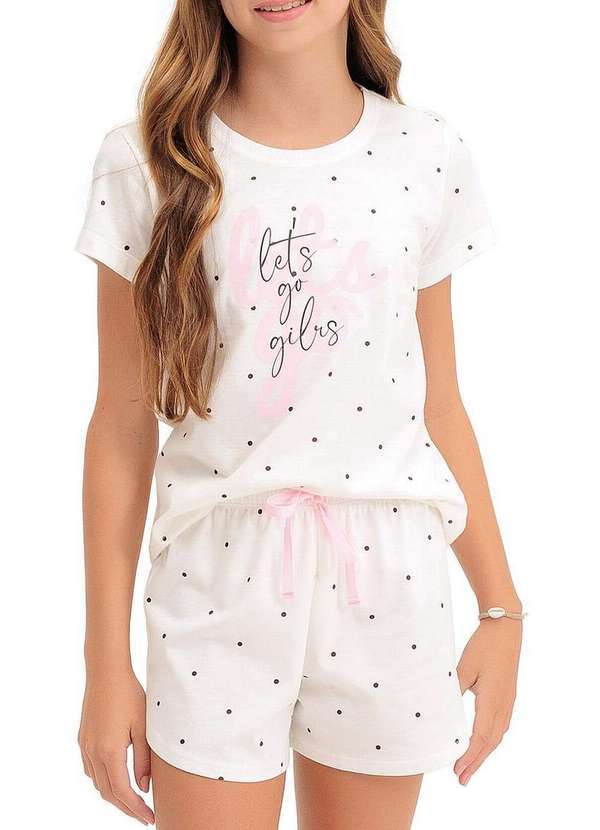 Espaço Pijama - Pijama Infantil Menina Curto Espaço Pijama 4050072 Off-White-Póa
