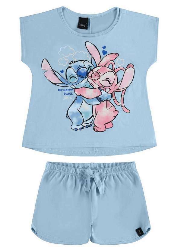 Malwee - Pijama Infantil Menina Curto Malwee 1000129718 01631-Azul-Claro