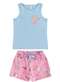 Malwee - Pijama Infantil Menina Curto Malwee 1000130564 01631-Ds64a-Azul-Rosa - variação: 01631-Ds64a-Azul-Rosa