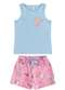 Malwee - Pijama Infantil Menina Curto Malwee 1000130564 01433-Ds66a-Salmão-Azul - variação: 01631-Ds64a-Azul-Rosa