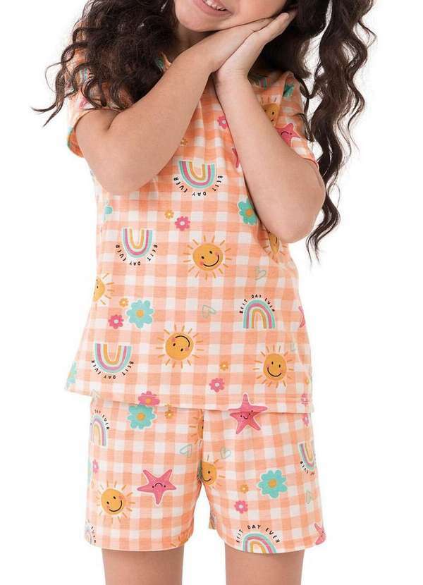 Malwee - Pijama Infantil Menina Curto Malwee 1000131881 Dv64a-Laranja