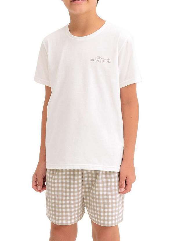 Espaço Pijama - Pijama Infantil Menino Curto Espaço Pijama 4060019 Off-White-Marrom