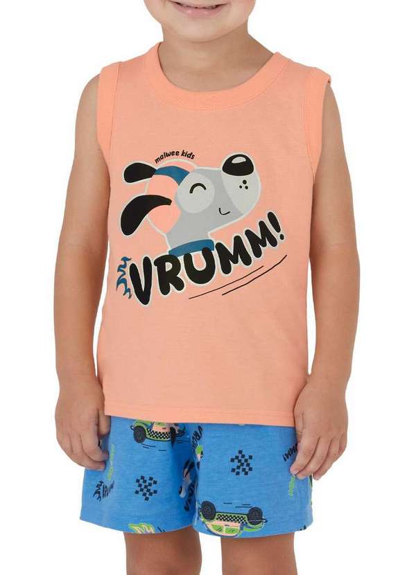 Malwee - Pijama Infantil Menino Curto Malwee 1000130543 01433-Ds87a-Laranja-Azul