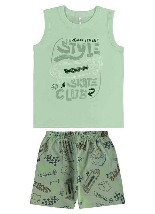 Malwee - Pijama Infantil Menino Curto Malwee 1000130588 00014-Ds85b-Verde