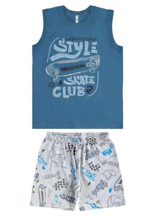 Malwee - Pijama Infantil Menino Curto Malwee 1000130588 00845-Ds85a-Azul-Cinza 2