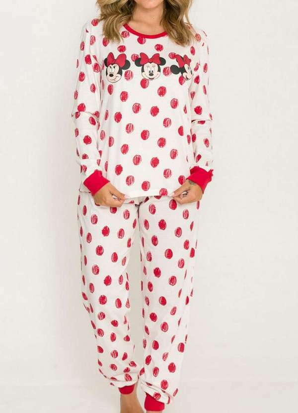 Disney - Pijama Feminino Longo Minnie Mouse 26.03.0048 Off-White