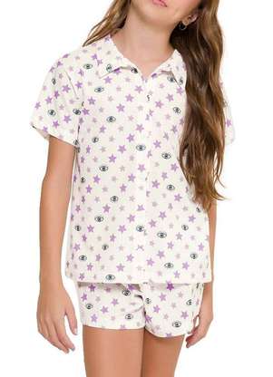 Pijama Infantil Menina Curto com Abertura Espaço Pijama 4050036 - ESPAÇO PIJAMA