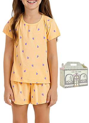 Pijama Infantil Menina Curto Cor com Amor 2050043 - COR COM AMOR