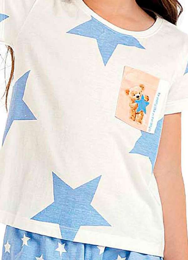 Cor com Amor - Pijama Infantil Menina Curto Cor com Amor 2050051 Off-White-Azul 3