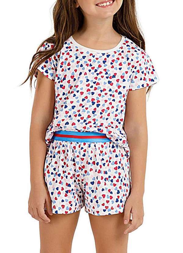 Cor com Amor - Pijama Infantil Menina Curto Cor com Amor 2050055 Corações-Coloridos